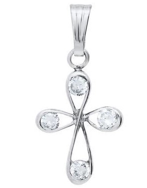 Kiddie Kraft Sterling Silver Open Loop Cross With Cz